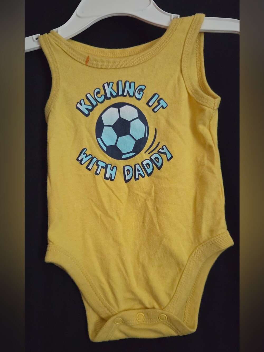 🛍-$8 Ea 3/$15🛍0-3MGaranimals "KICKING IT WITH DADDY" Soccer Graphic One-Piece
